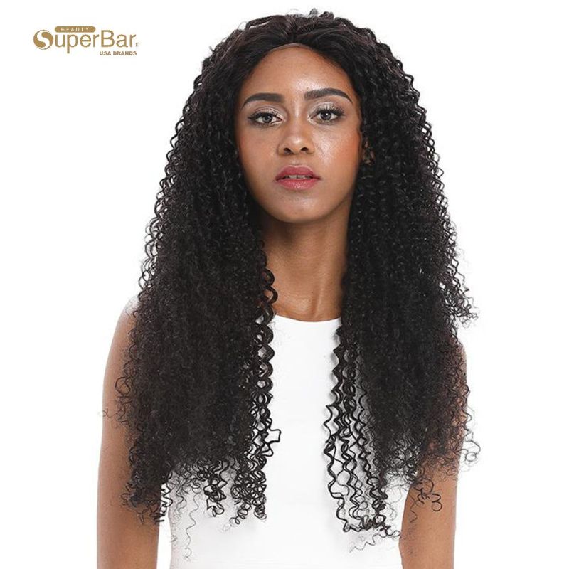 Superbar 13x4 Lace Frontal Wigs Kinky Curly100% Human Hair 180% Density Natural Black Color