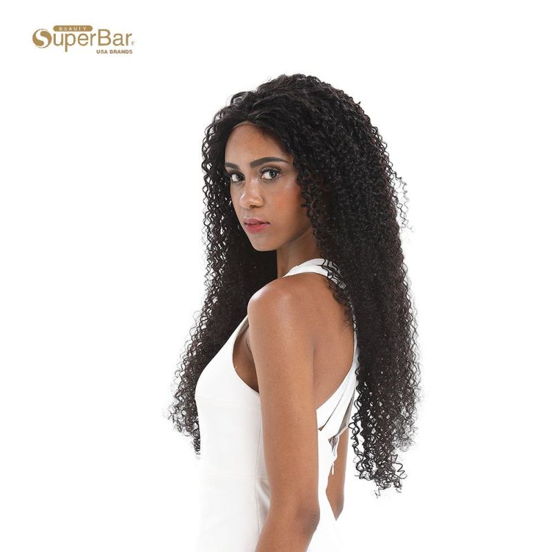 Superbar 13x4 Lace Frontal Wigs Kinky Curly100% Human Hair 180% Density Natural Black Color