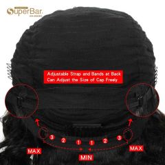 Superbar 13x4 Lace Frontal Wigs Kinky Curly100% Human Hair 180% Density Natural Black Color