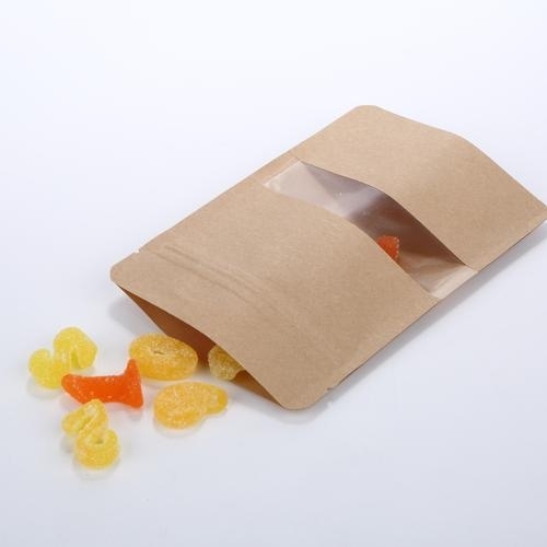 Kraft stand up pouch with rectangular window