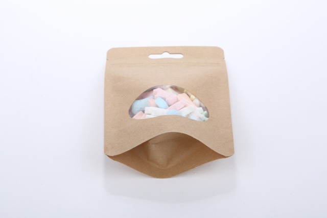 Kraft stand up pouch with oval window