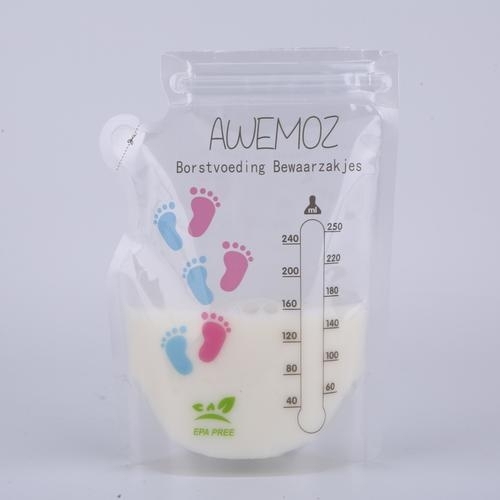 Pre-sterilized Custom Design 250ml 30 Count 9oz Double Zipper Breastmilk Storage Bags