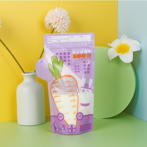 Baby Pre-Sterilized Barrier Pouch Stand Up BPA free Custom Design Double Zipper Plastic Freezing Breast Milk Storage Bags