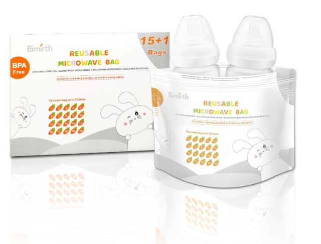 Microwave Steam Sterilizer Bags for Baby Bottles, Pacifiers, Pump Parts and Accessories