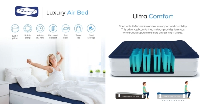 Active luxury queen,high air mattress with built in pump and raised pillow top-Elevated double,with structured  Super-Air Technology