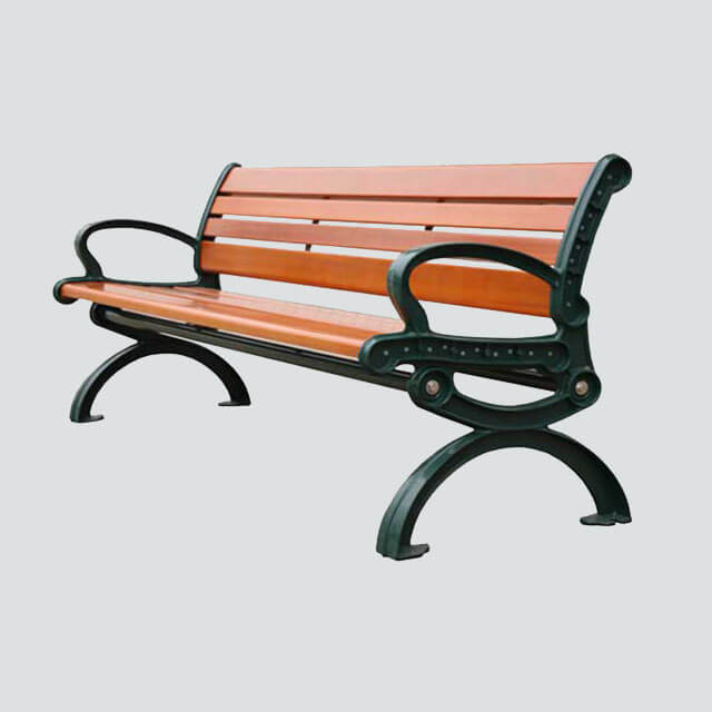 Outdoor bench with cast iron leg