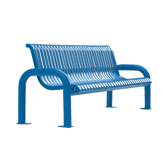 Flat steel park bench