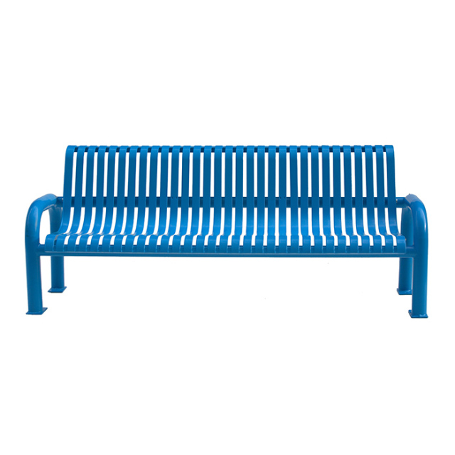 Flat steel park bench