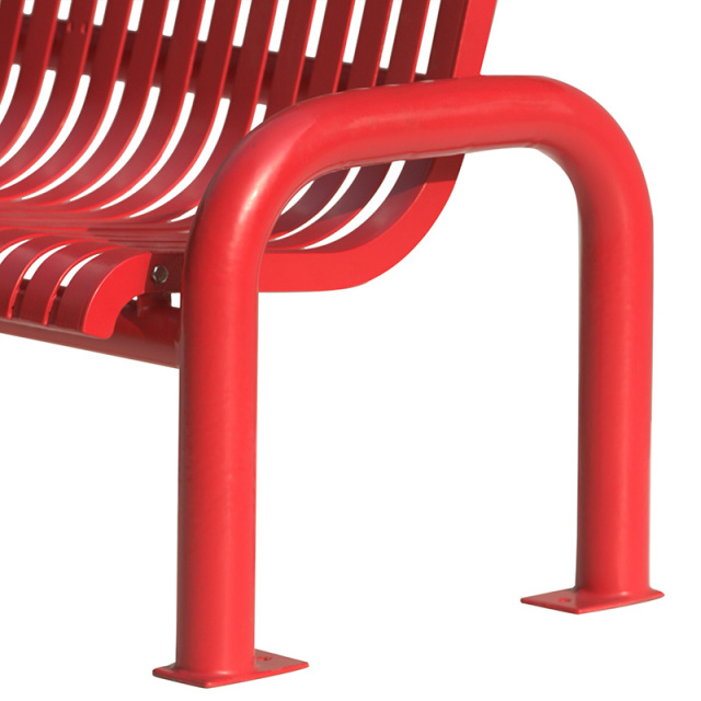 Flat steel park bench