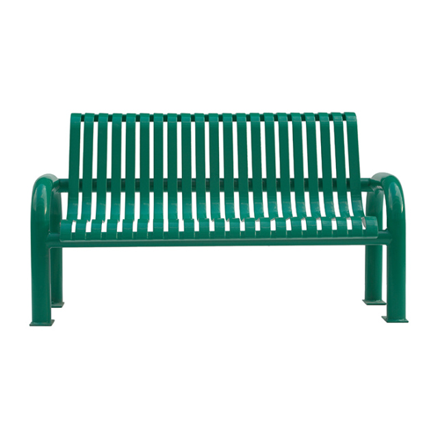 Flat steel park bench