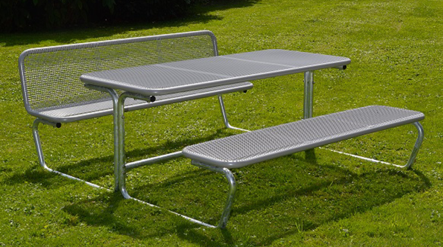 TB22 Outdoor thermoplastic table with two benches