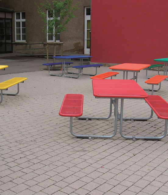 TB22 Outdoor thermoplastic table with two benches