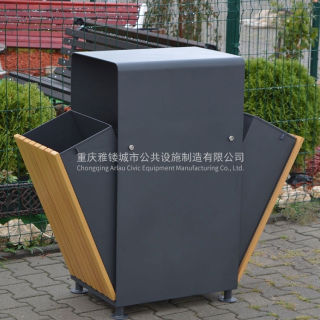 BW51 Outdoor Park Solid Wood Trash Bins