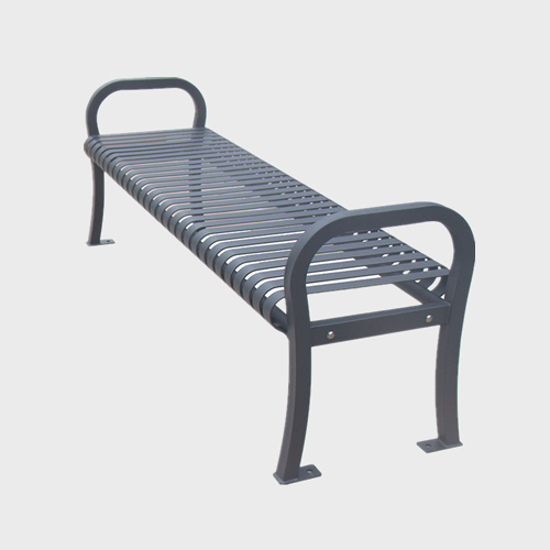 Modern flat steel metal park benches