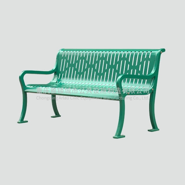 modern flat steel metal park benches