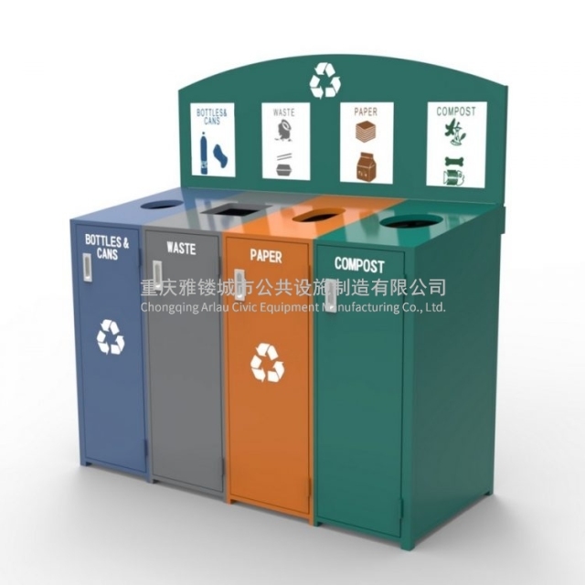 Outdoor sorting trash can