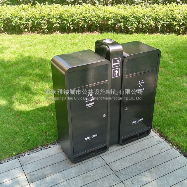 Metal outdoor dustbin compartment recycle bin