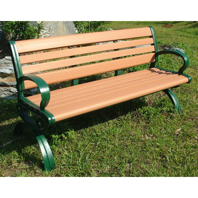 Outdoor bench with cast iron leg