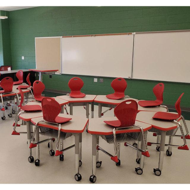 Desks and chairs for middle school students