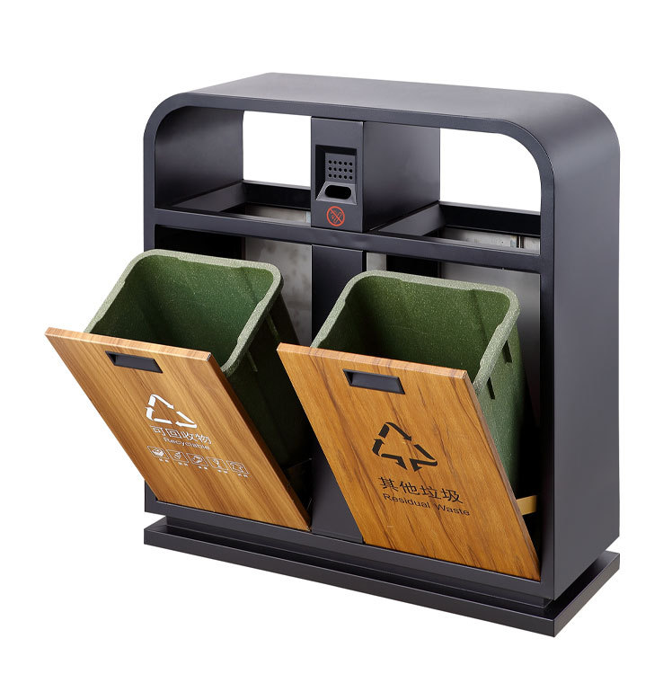钢木分类垃圾桶