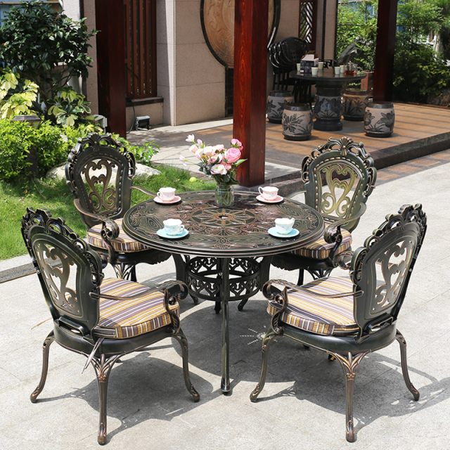 Factory Manufacture Cast Aluminum Leisure European Table And Chair Furniture