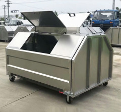 Sanitation stainless steel hook arm garbage can