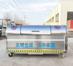 3 cubic stainless steel hook arm garbage bin factory direct sales