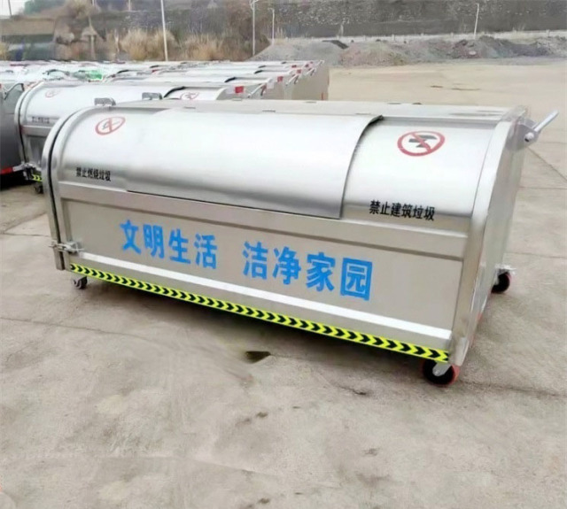 3 cubic stainless steel hook arm garbage bin factory direct sales