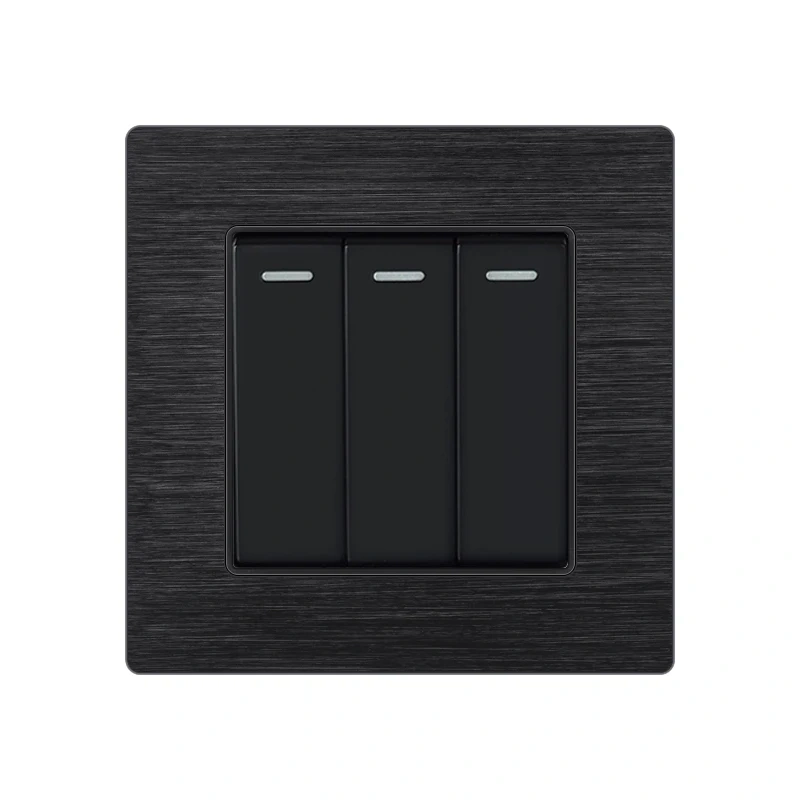 2 Gang 2 Way Aluminum Panel Push Button Electrical Light Switch Supplier