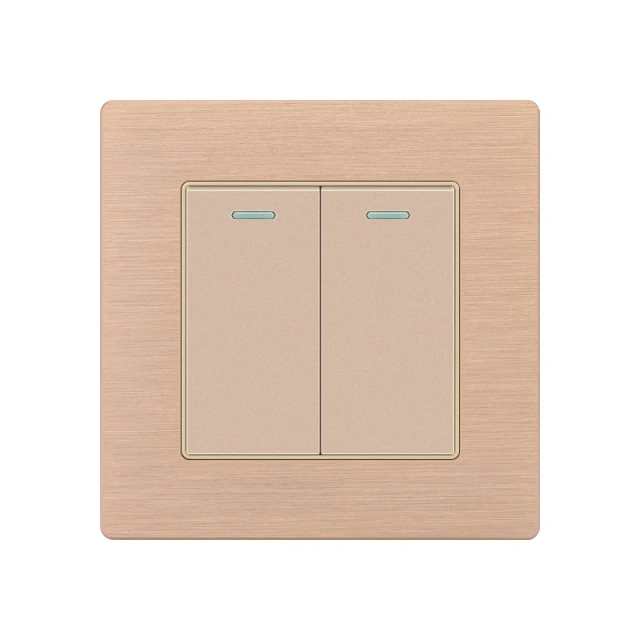 2 Gang 2 Way Aluminum Panel Push Button Electrical Light Switch Supplier