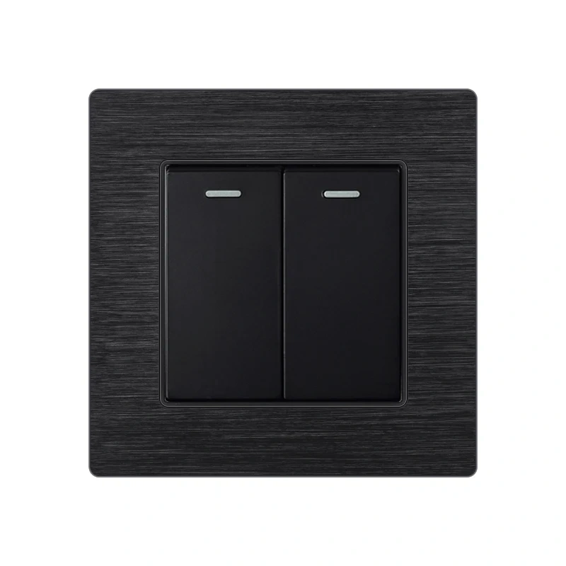 2 Gang 2 Way Aluminum Panel Push Button Electrical Light Switch Supplier