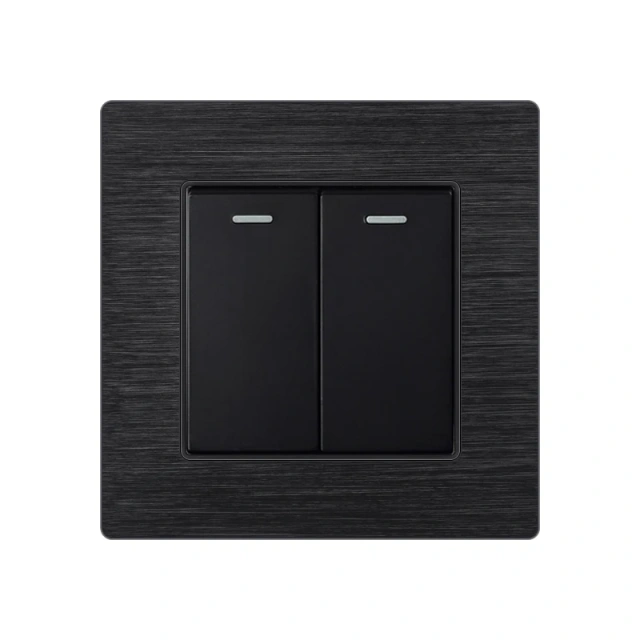 2 Gang 2 Way Aluminum Panel Push Button Electrical Light Switch Supplier