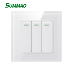 Black 3 Gang Switch with Tempered Glass Wholsaling for Residential