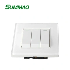 Black 3 Gang Switch with Tempered Glass Wholsaling for Residential