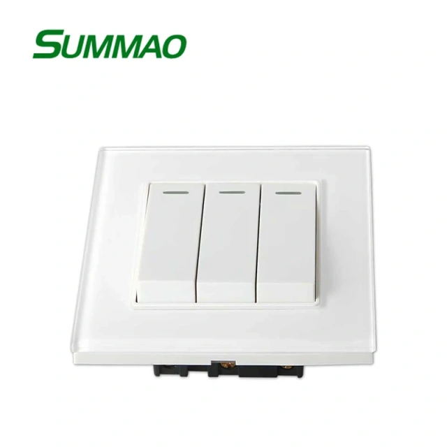 Black 3 Gang Switch with Tempered Glass Wholsaling for Residential