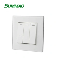 Black 3 Gang Switch with Tempered Glass Wholsaling for Residential