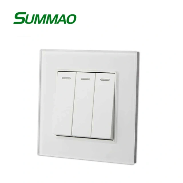 Black 3 Gang Switch with Tempered Glass Wholsaling for Residential