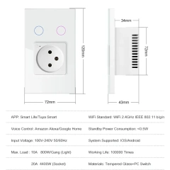 White 1 & 2 Gang Israel Standard WiFi Zigbee Wall Socket Supplier