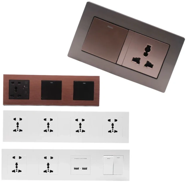 Factory Direct Hotel Conjoined Socket with Switch - Multi-Gang Wall Socket for Commercial Projects