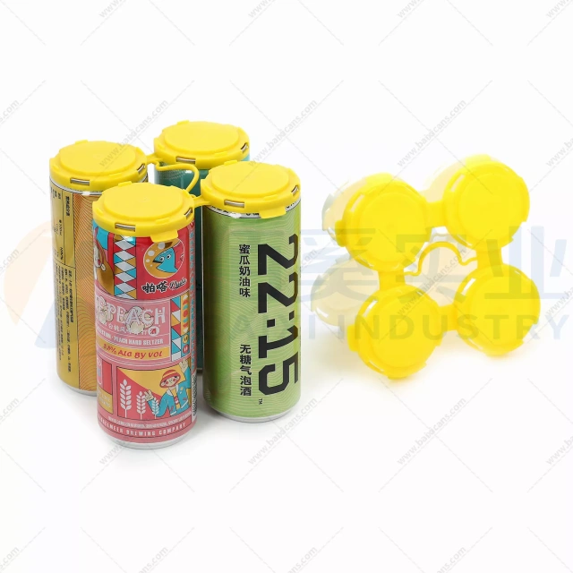 4 pack customized colored plastic can carriers for easy open end 202 aluminum can lids