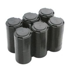 مجموعة من 6 حاملات علب بلاستيكية سوداء لمشروبات البيرة والصودا بقطر 202