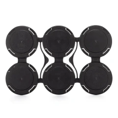 مجموعة من 6 حاملات علب بلاستيكية سوداء لمشروبات البيرة والصودا بقطر 202