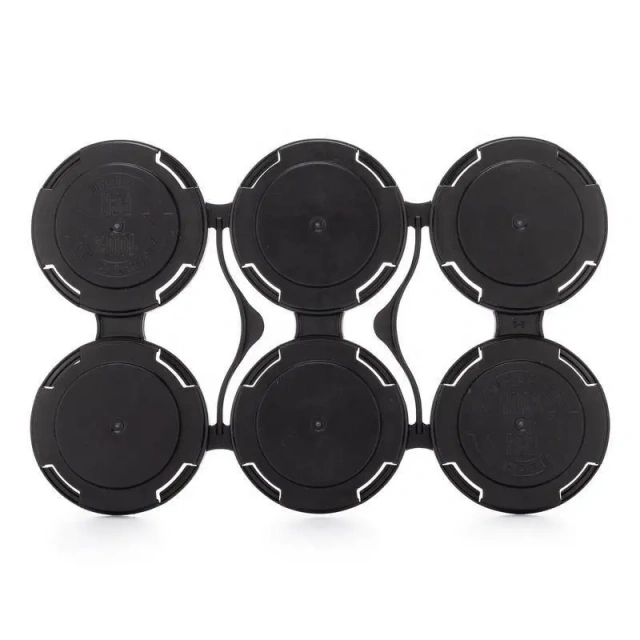 مجموعة من 6 حاملات علب بلاستيكية سوداء لمشروبات البيرة والصودا بقطر 202