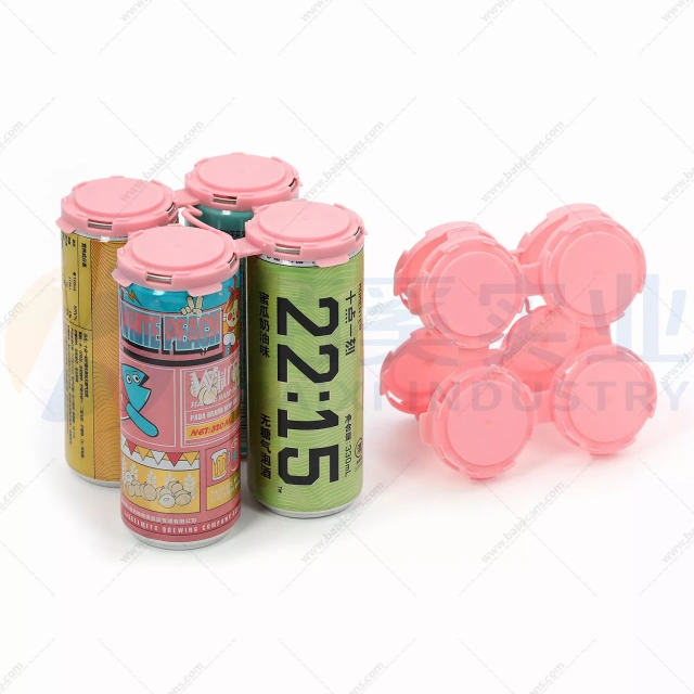 4 pack customized colored plastic can carriers for easy open end 202 aluminum can lids