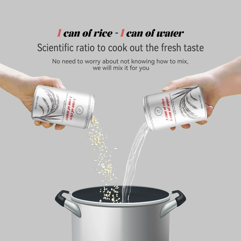 BaiXi Printable Sleek 250ml/8 Fl oz Nitrogen Preservation Aluminum Rice Cans With Full Open Lids Wholesale