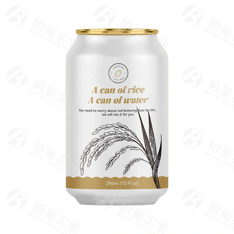 BaiXi Printable 296ml/10 Fl oz Nitrogen Preservation Aluminum Rice Cans With Full Open Lids Wholesale