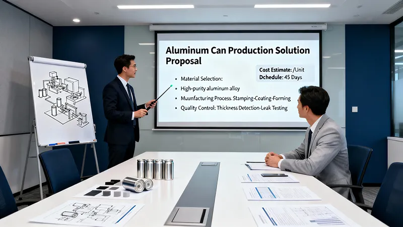 Explaining solutions for peak season production of aluminum cans, caps, and bottles to Middle Eastern clients.