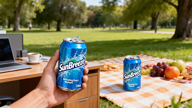 At summer outdoor music festivals or beach parties, aluminum-canned sparkling beverages symbolize outdoor gatherings and youthful energy.
