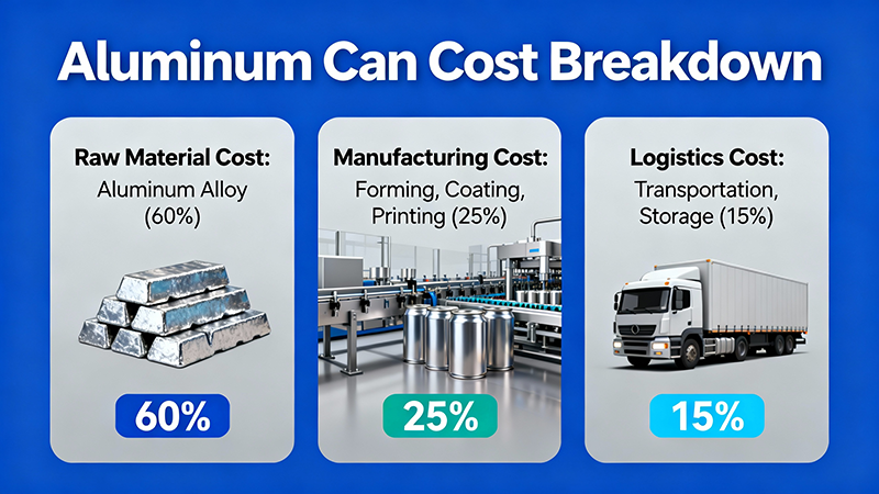 Raw material, manufacturing, and logistics cost components of aluminum cans