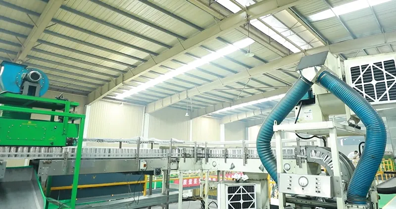 High-speed automated aluminum can manufacturing equipment in operation